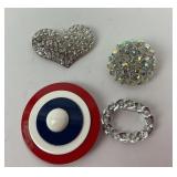 4 Vintage Brooch Pins