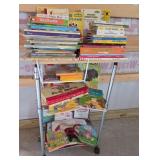 Rolling Rack with Children's Books Featuring Sesam
