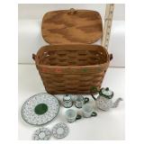 Mini Porcelain Teaset & Picnic Basket