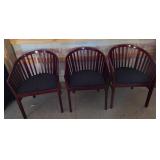Wooden Barrel Back Chairs With Upholstered Seats