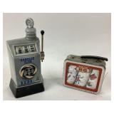 Harolds Club Reno Ceramic Decanter, Route 66 Tin L
