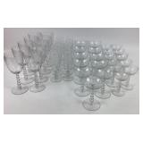 Tiffin Etched Glass Stemware Set with Bubble Stems