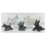 Scottie Dog Figurines Glass and Metal