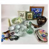 Decorative Plates, Art Glass Vase, Sunglasses and