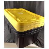 4 Black Plastic Storage Containers w/ Lids