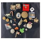 Costume Jewelry Pins: Cameo, Sailboat, Rhinestone