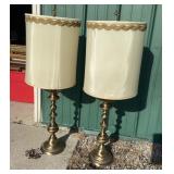 Brass Lamps with Fabric Shades
