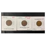1894 XF, 1901 AU, 1904 G, Indian Head Pennies