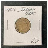 1863 Indian Head Penny V.G