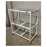 Origami white metal folding shelf on wheels