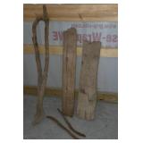 Wooden Planks And Natural Driftwood Pieces