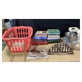 Household Kitchen Lot, Books, Mixer, Storage Items