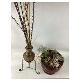 Ceramic Planter with Artificial Flowers, Decorativ