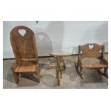 Wood Doll Furniture: High Back Chair With Heart