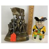 Toby Jug and Spirit of 76 Brass Bookend