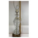Cut Crystal Table Lamp with Ornate Brass Base