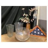 Large Glass Vases, Wooden Vase with Faux Botanical