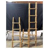 3 wood blanket ladders 82, 58, 36 inches