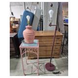 Pink Metal Side Table With Glass Top 14 in.