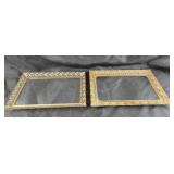 Ornate Brass Filigree Mirrored Trays
