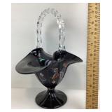 Fenton Onyx Black Glass Basket