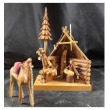 Polish Wooden Nativity Scene, Camel Figurine