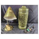 Brass Desk Lamp, Green Ceramic Lamp Base