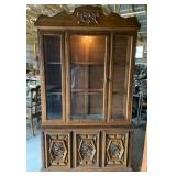 Two-Piece Wood China Cabinet With Glass Shelves