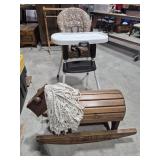Wood Rocking Horse With Ashley Carved On Each