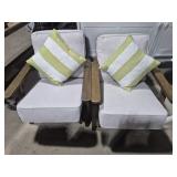 Wooden Outdoor Lounge Chairs (2) With Beige