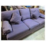 Ethan Allen Purple Couch With Round Wood Feet