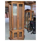 Wooden Corner Display Cabinet With Glass Doors