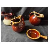 Redware McCoy Pitchers And Dipping Bowl