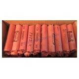 Box of 40 date rolls Lincoln wheat cents