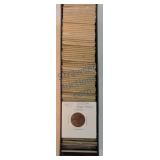 Box of 79 Indian cents in 2x2