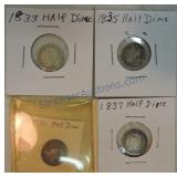 1833, 1835, 1836, 1837  Bust half dimes
