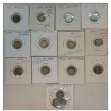 Lot of 15 Liberty seated half dimes, 5 holed