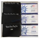 Lot of 17 proof sets: 4 - 1973, 5 - 1979,