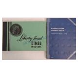 2 Barber dime albums 1892-1916, 69 coins