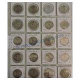Page of 20 Walking Liberty halves, 1934-47