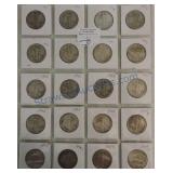 Page of 20 Walking Liberty halves, 1941-49, with