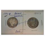 1896-O & 1915-S Barber quarters