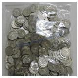 Bag of 250 silver Washington quarters
