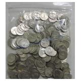 Bag of 188 silver Washington quarters