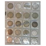 Page of 20 Morgan dollars, 19 different dates