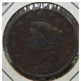 1828 Large cent, Large Narrow Date, F