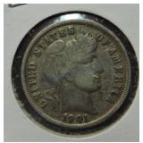 1901-S Barber dime, VG