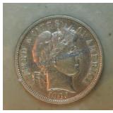 1902 Barber dime, XF/AU