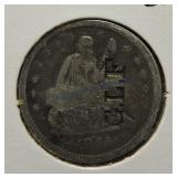 1855 Liberty Seated quarter, counter stamped