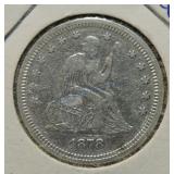 1878 Liberty Seated quarter, F